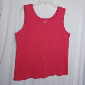 Lands' End Women's Tank Top 100% Soft Cotton Size Large Hot Pink Magenta